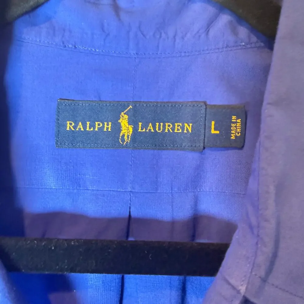 Ralph Lauren Shirt Lot Mens Large Blue Pony & Check Button Down 2 Piece